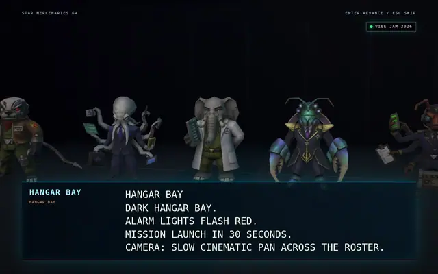 Star Mercenaries 64 — captura del juego hecho con IA