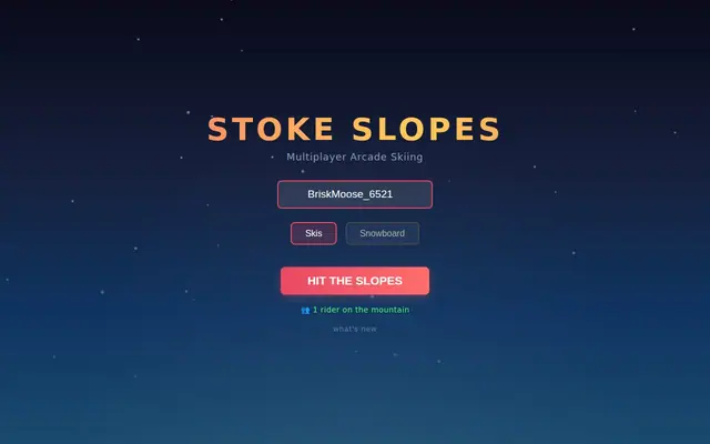 Stoke Slopes — captura de tela do jogo feito com IA