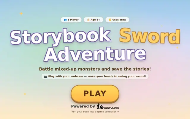 Storybook Sword Adventure — captura de tela do jogo feito com IA