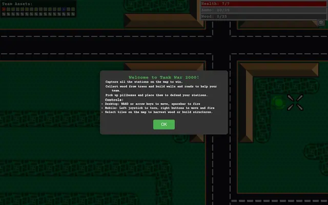 tank war 2000 — captura del juego hecho con IA