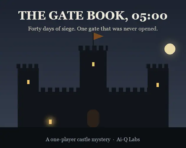 The Gate Book, 05:00 — captura de tela do jogo feito com IA