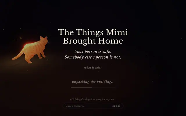 The Things Mimi Brought Home — captura del juego hecho con IA