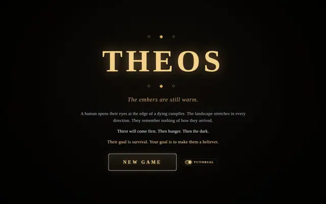 Theos: The God Simulator — captura del juego hecho con IA