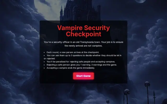 Vampire Security Checkpoint – Screenshot des KI-Spiels