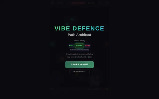 Vibe Defence – Screenshot des KI-Spiels