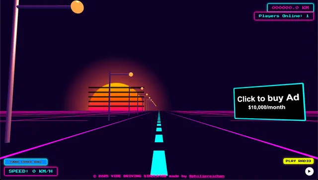 Vibe Driving – Screenshot des KI-Spiels