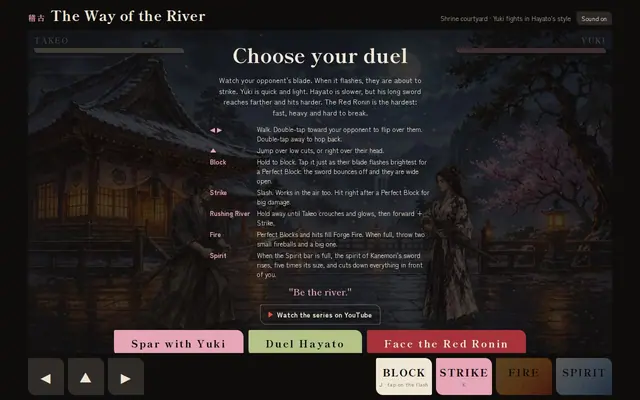 Way of the River Duel — captura de tela do jogo feito com IA